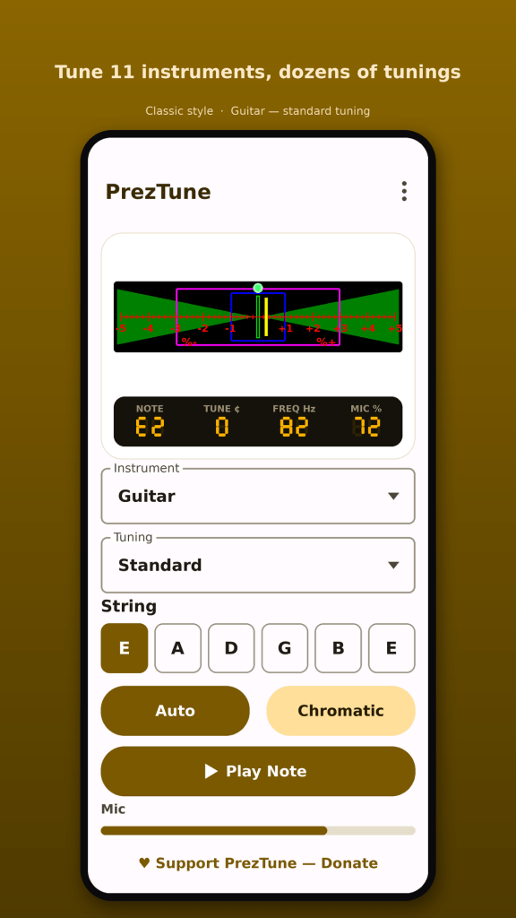 Classic style — Guitar, standard tuning (Auto).