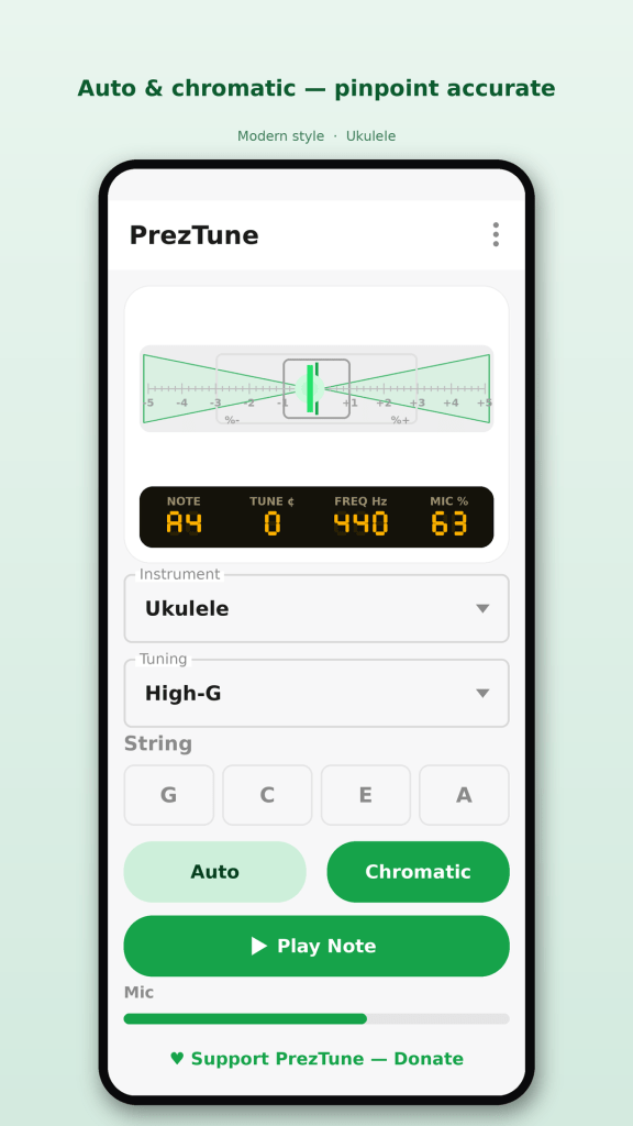 Modern style — Ukulele, Chromatic mode.